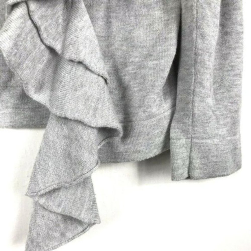 Cache Cropped Open Ruffle Front Cardigan Gray - Picture 4 of 8